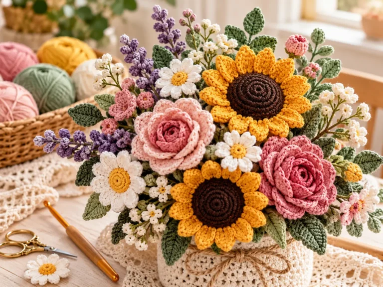 handcrafted crochet flower bouquet